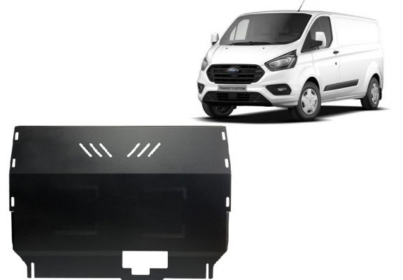 Steel sump guard for the protection of the engine and the gearbox for Ford Transit Custom - FWD