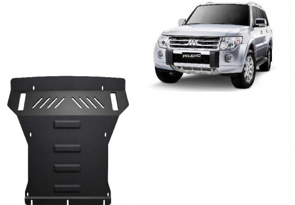 Steel sump guard for the protection of the engine and the radiator for Mitsubishi Shogun 4 (V80, V90)