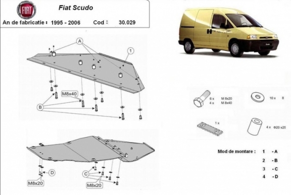Steel sump guard for Fiat Scudo