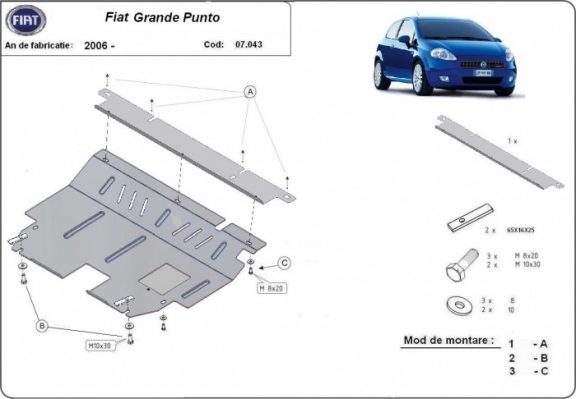Steel sump guard for Fiat Grande Punto
