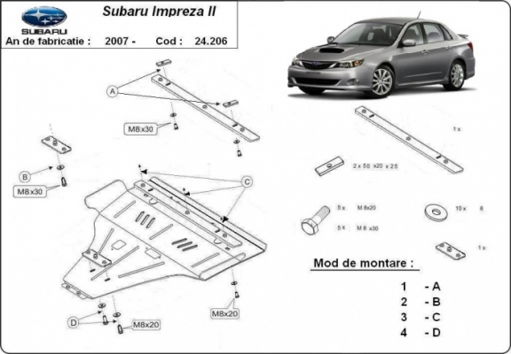Steel sump guard for Subaru Impreza petrol