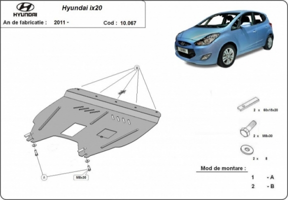 Steel sump guard for Hyundai ix20