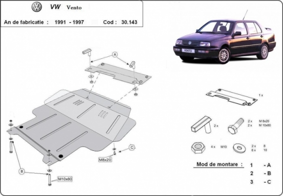 Steel sump guard for Volkswagen Vento