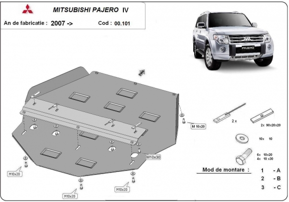 Steel gearbox guard for Mitsubishi Shogun 4 (V80, V90)