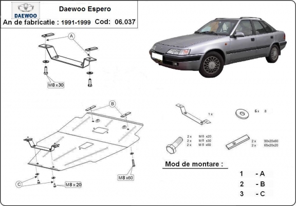 Steel sump guard for Daewoo Espero