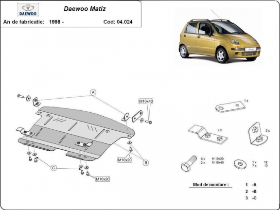 Steel sump guard for Daewoo Matiz