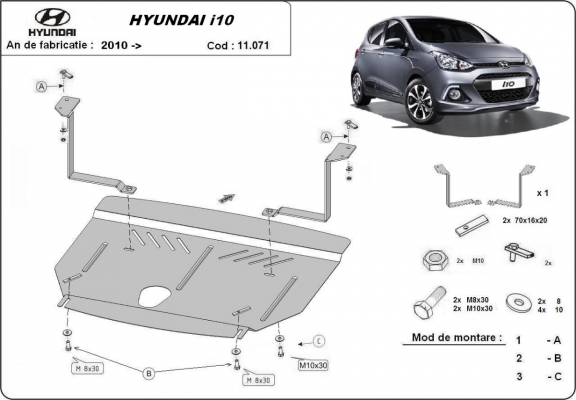 Steel sump guard for Hyundai i10
