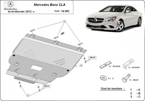 Steel sump guard for Mercedes CLA X117