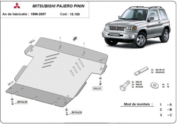 Steel sump guard for Mitsubishi Shogun Pinin