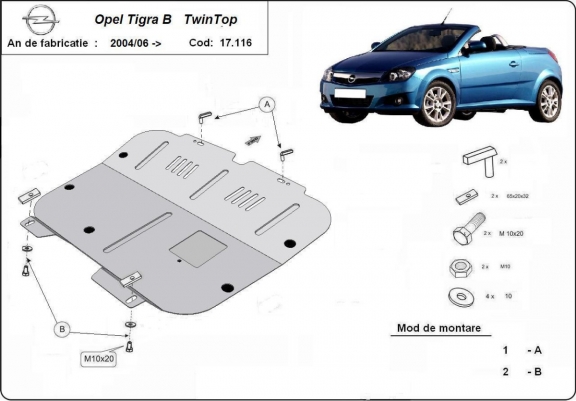 Steel sump guard for Vauxhall Tigra B 