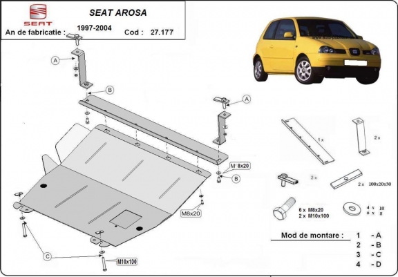 Steel sump guard for Seat Arosa