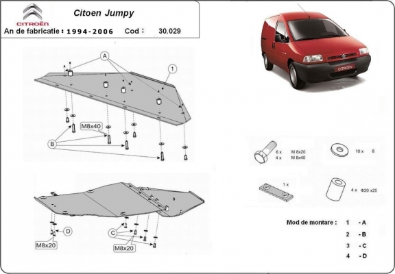 Steel sump guard for Citroen Jumpy