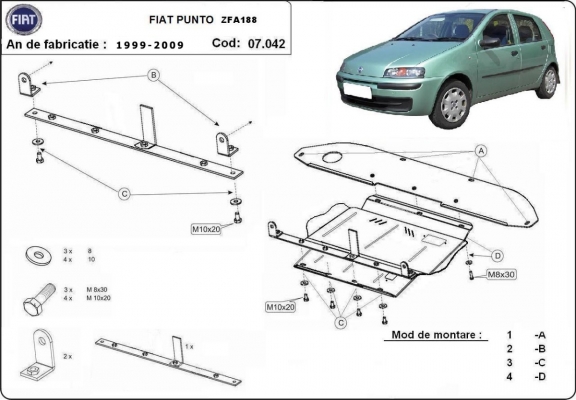 Steel sump guard for Fiat Punto