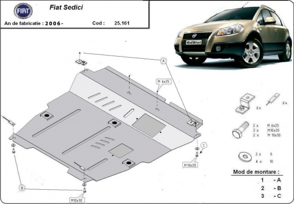 Steel sump guard for Fiat Sedici