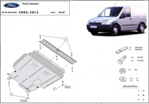 Steel sump guard for Ford Transit Connect