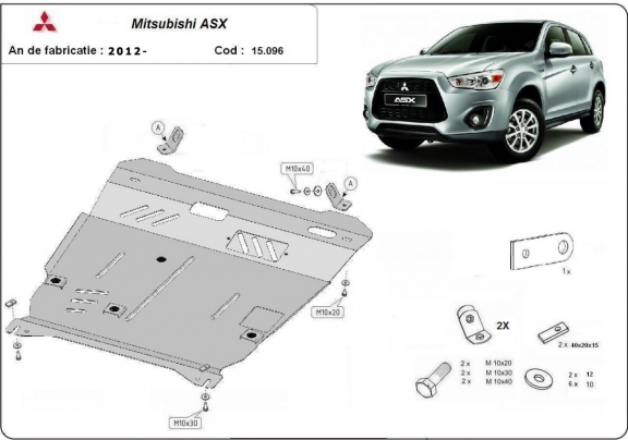 Steel sump guard for the protection of the engine and the gearbox for Mitsubishi ASX