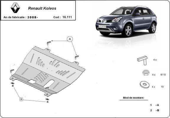 Steel sump guard for Renault Koleos