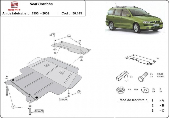 Steel sump guard for Seat Cordoba