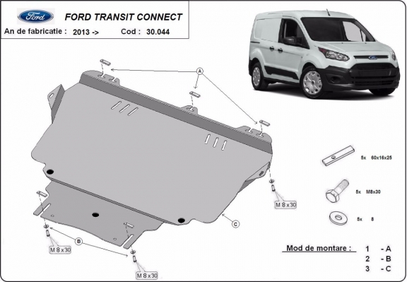 Steel sump guard for Ford Transit Connect