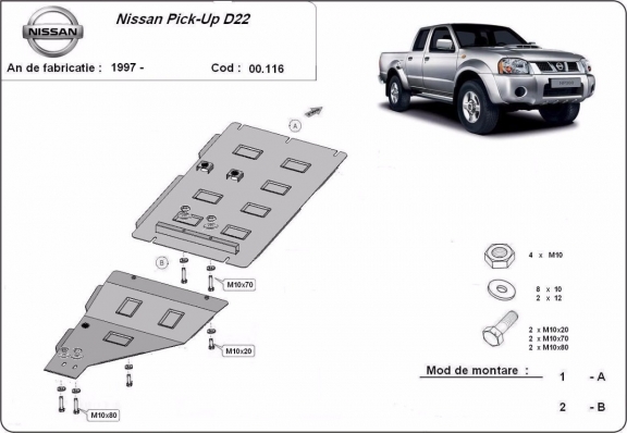 Steel gearbox guard for Nissan Pick Up