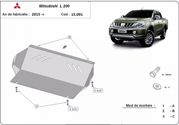 Steel radiator guard for Mitsubishi L200