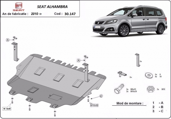 Steel sump guard for Seat Alhambra