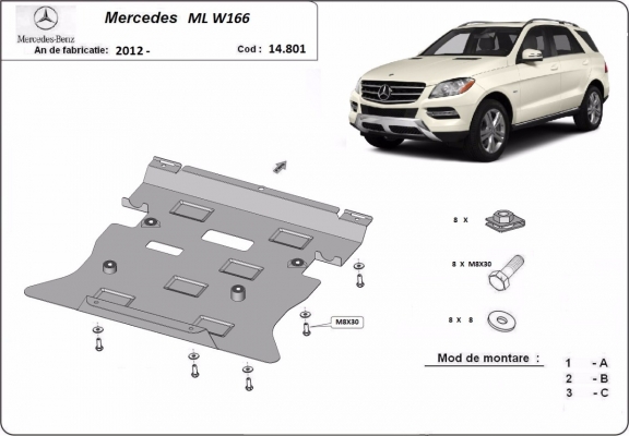 Steel sump guard for Mercedes ML W166