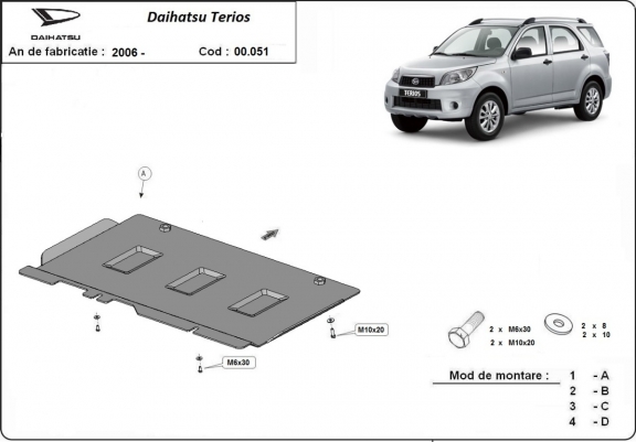 Steel gearbox guard for Daihatsu Terios