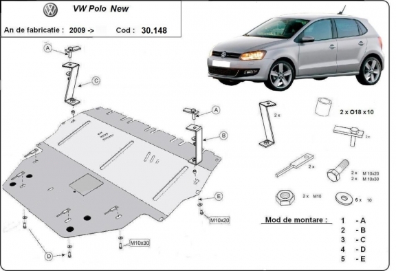 Steel sump guard for Vw Polo (6R) Diesel