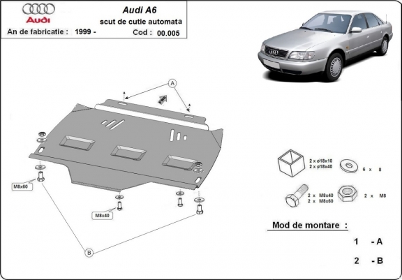 Steel automatic gearbox guard forAudi A6