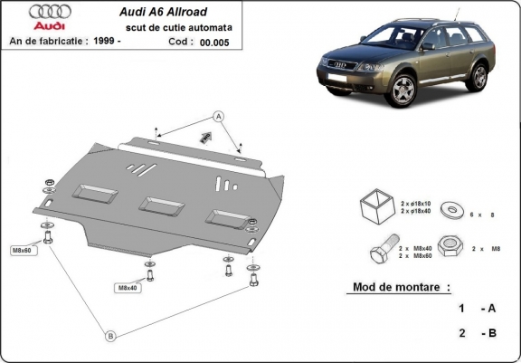 Steel automatic gearbox guard forAudi Allroad A6