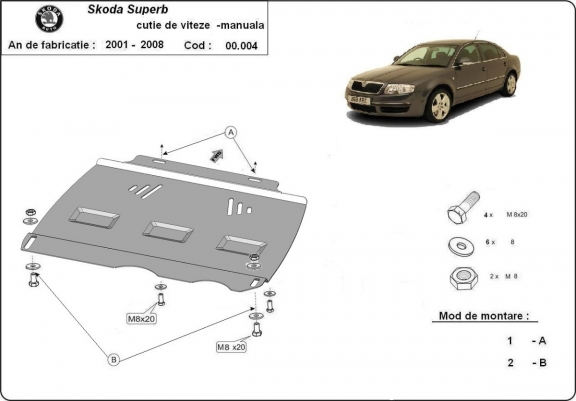 Steel manual gearbox guard  Skoda Superb