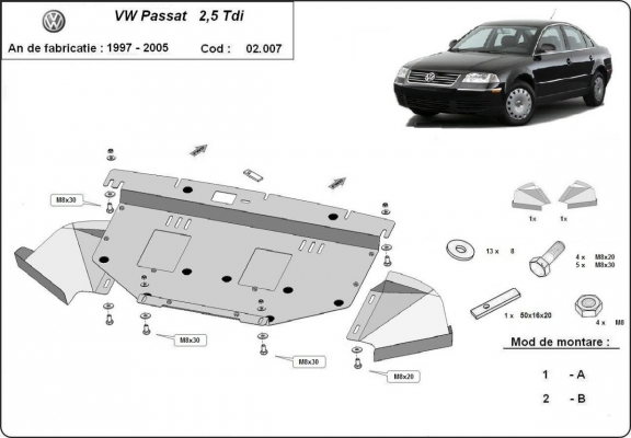 Steel sump guard for VW Passat B5, B5.5