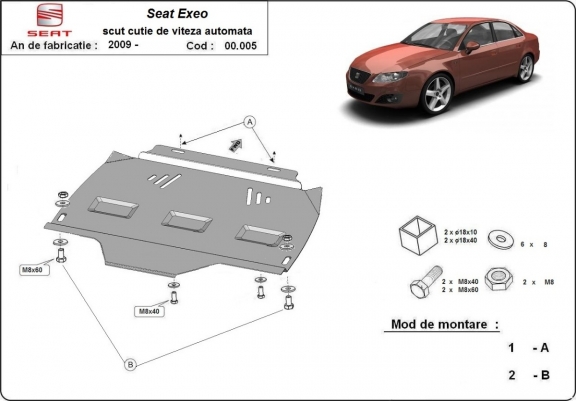 Steel automatic gearbox guard forSeat Exeo