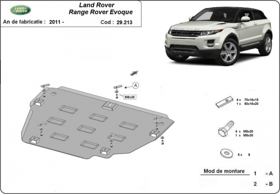 Steel sump guard for Range Rover Evoque