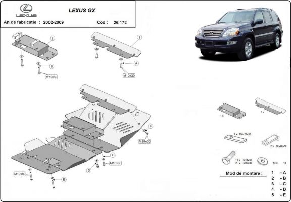Steel sump guard for Lexus GX