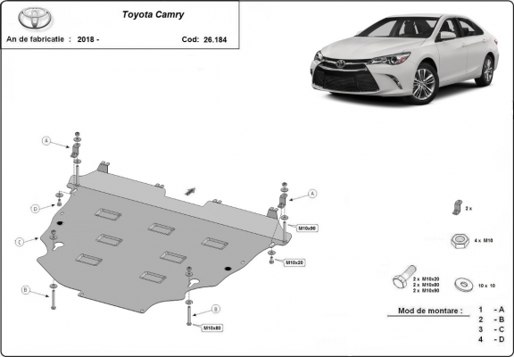 Steel sump guard for Toyota Camry