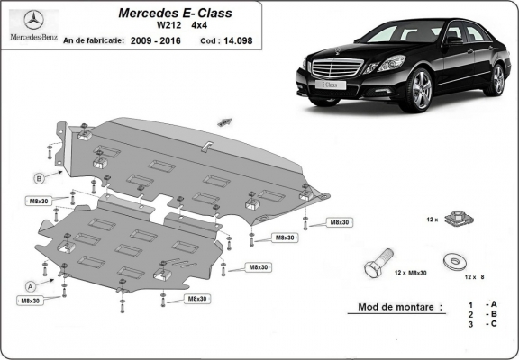Steel sump guard for Mercedes E-Classe W212 - 4x4