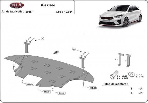 Steel sump guard for Kia Ceed 