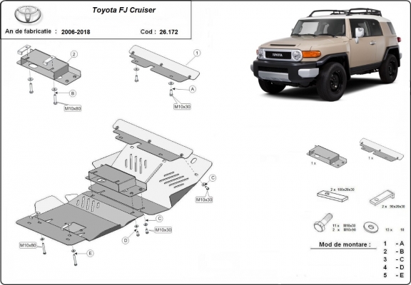 Steel sump guard for Toyota Fj Cruiser