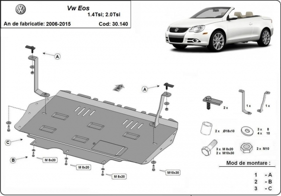 Steel sump guard for Volkswagen Eos