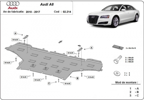 Steel sump guard for Audi A8