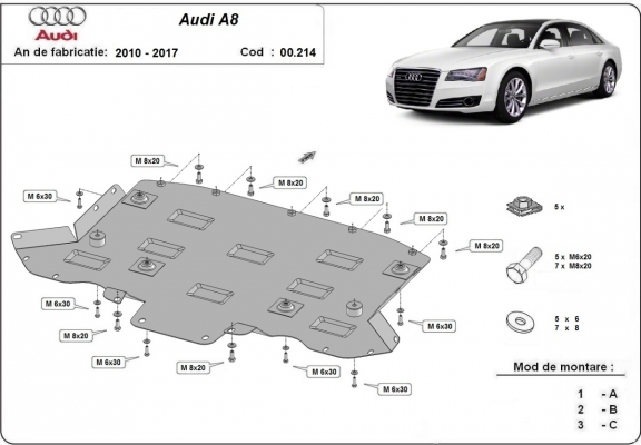 Steel gearbox guard for Audi A8