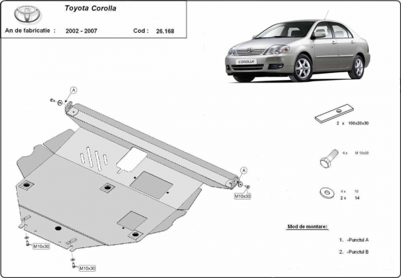 Steel sump guard for Toyota Corolla -E120/E130