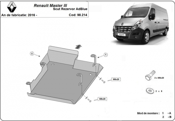 Steel AdBlue tank guard for  Renault Master 3  - Model 2