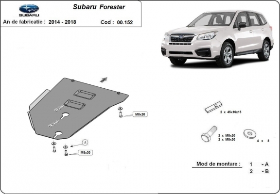 Steel manual gearbox guard for Subaru Forester 4