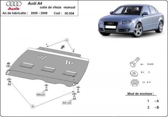 Steel manual gearbox guard  Audi A4  B7 All Road