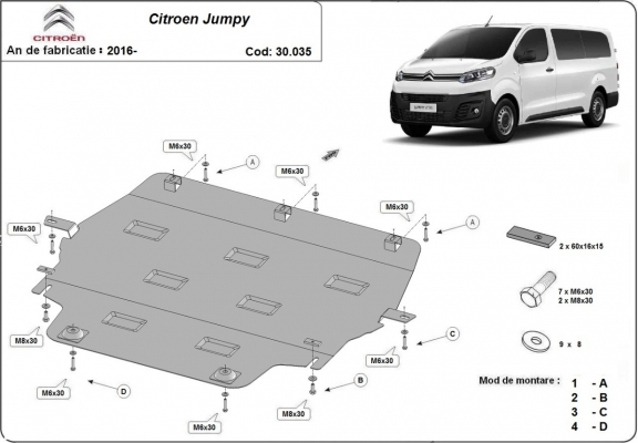 Steel sump guard for Citroen  Jumpy