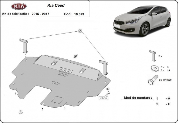 Steel sump guard for Kia Ceed 