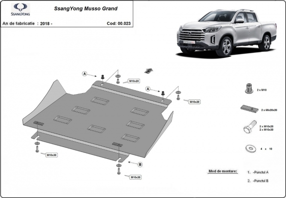 Steel gearbox guard for Ssangyong Musso Grand